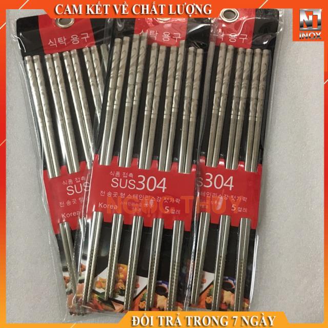 Đũa ăn inox cao cấp 304 - Combo 5 đôi