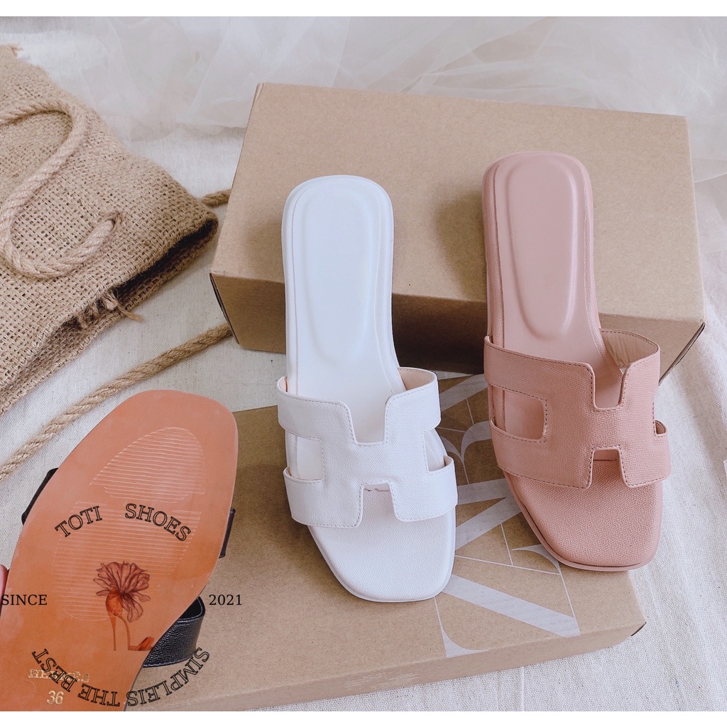 DÉP NỮ TOTIIE STORE - DÉP LÊ MŨI VUÔNG CHỮ H - DÉP THỜI TRANG ĐẾ BỆT - LÊ NỮ QUAI NGANG ĐẾ XỊN - D1906600