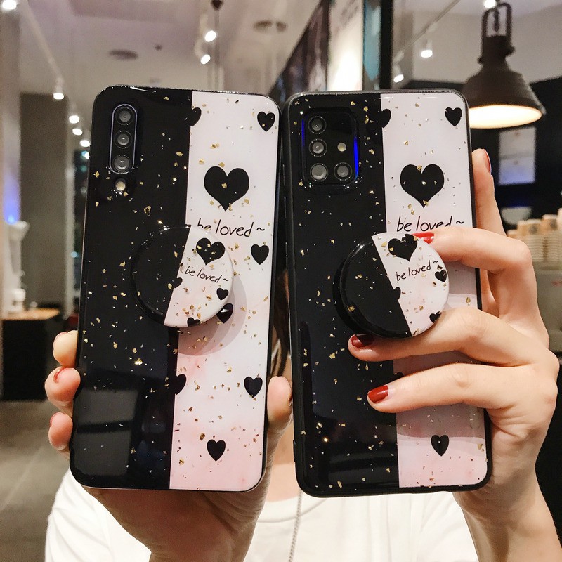 Heart Shape Hard Case + POP Stand Holder for OPPO A94 A54 A15 A15s A53 A52 A92 A12 A12e A31 A5 A9 2020 F11 A3s A5s A7 F7 F9 Reno 5F | BLF