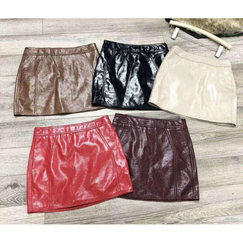 Chân váy da khóa sau hàng QCL1