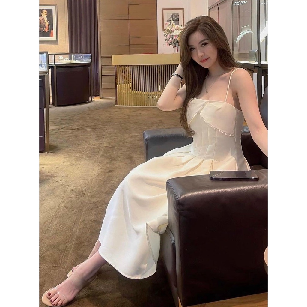 [HCM] Đầm Xòe Nữ 2 Dây Tapta Phối Ren Trước Ngực (Có Mút Ngực) L-G Store Thời Trang Nữ Sam Closet Free Size 40-55kg