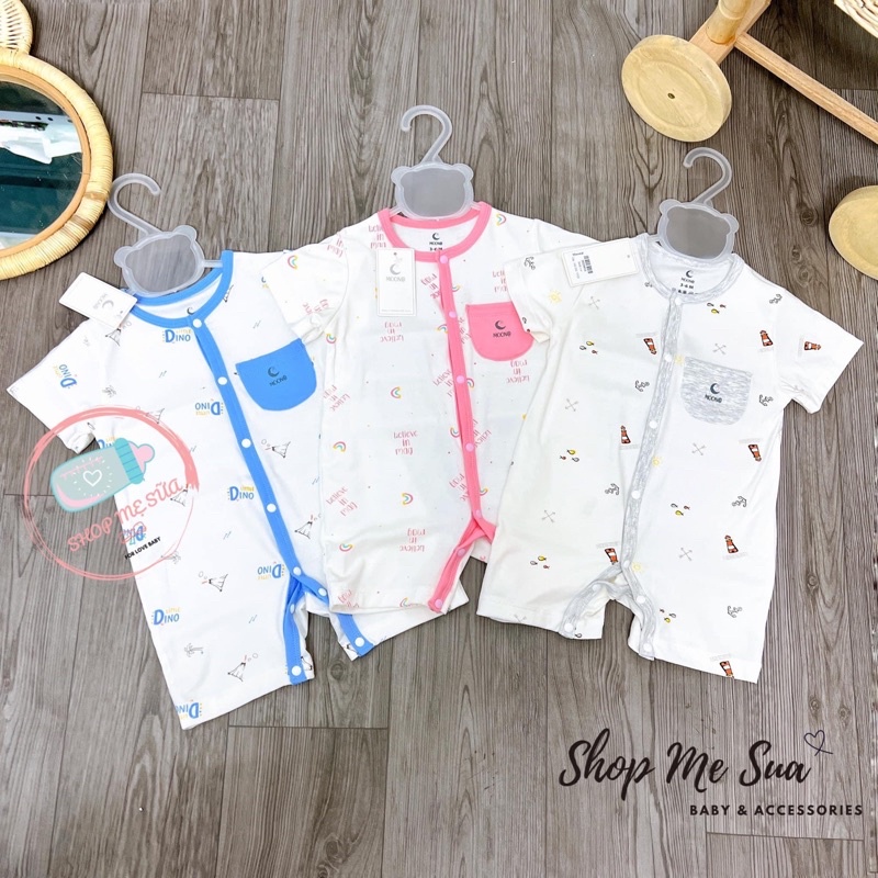 [Moon@] Body sơ sinh cài chéo chất Petit cho bé 3-7kg chính hãng mẫu mới