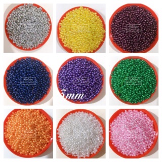 Khoảng 4000 Hạt bẹt (cườm nhựa)giả trai 3mm giá rẻ gói 100gr
