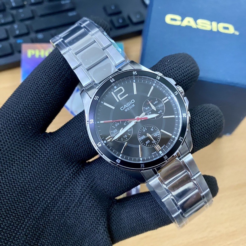 Đồng hồ nam dây kim loại Casio chính hãng Anh Khuê MTP-1374D-1AVDF