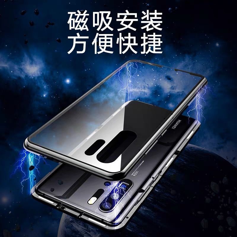 Ốp Điện Thoại Hai Mặt Kính Viền Từ Tính Cho Huawei P20 30 40pro Mate20 30lite