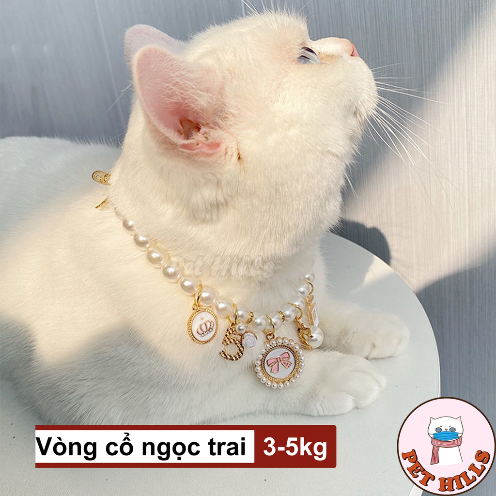 Vòng cổ ngọc trai nhựa nhân tạo cho mèo - Vòng cổ thời trang cho thú cưng