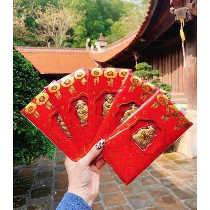 Lì xì thần tài mạ vàng mang lại may mắn đầu xuân năm mới, tài lộc đong đầy