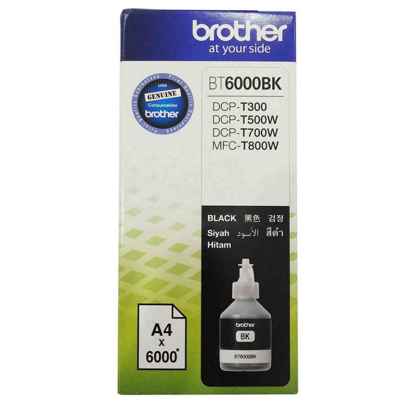 Mực In in phun BROTHER BT6000BK Black  Cho Máy In DCP-T300/ T500W/ T700W/ MFC-T800W - Hàng Chính Hãng