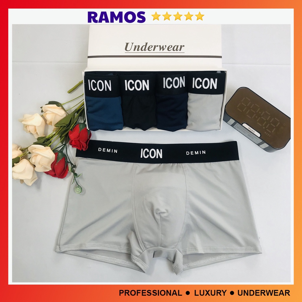 Quần lót nam boxer ICON DENIM thun lạnh - sịp đùi nam cotton co giãn 4 chiều cao cấp | Ramos Store