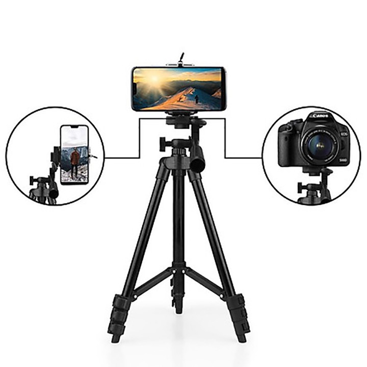 Chân Đế Máy Ảnh, Camera, Điện Thoại Tripod 6218 Có Remote Bluetooth, Kẹp Điện Thoại Xoay Ngang Dọc