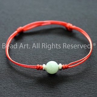 Vòng Tay Thắt Dây (Chỉ) Đỏ Và Cam Thạch Xanh Và Bạc 925, Vòng Tay Phong Thuỷ, Chuỗi Hạt S50 - Bead Art