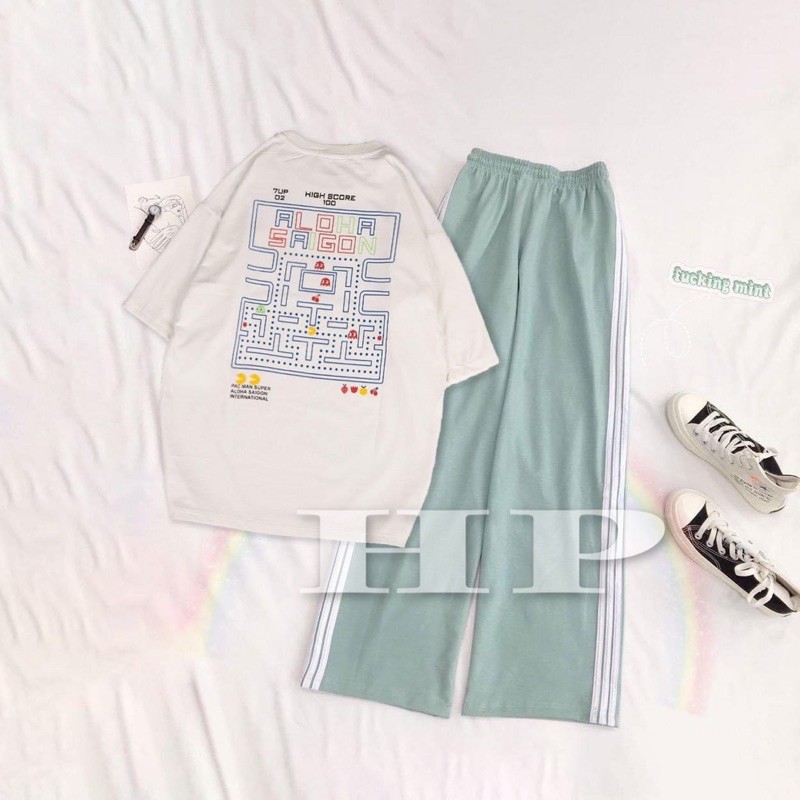 Sét áo Aloha Saigon + quần 3 sọc xanh xi măng TH6