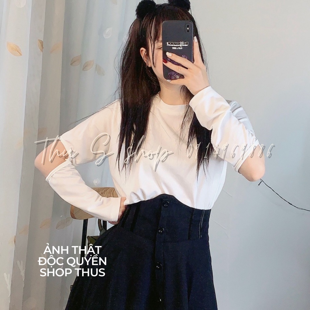 Áo Thun Trơn Dáng Dài Form Rộng BIGSIZE, Áo Kiểu Nữ Khoét Khuỷu Tay Cá Tính THUS1341