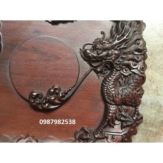 Khay trà gỗ gụ đục trạm Rồng