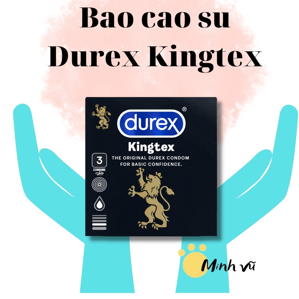 [ Có video ảnh thật ] Bao cao su Durex Kingtex hộp 3 chiếc bcs ôm khít size nhỏ 49mm