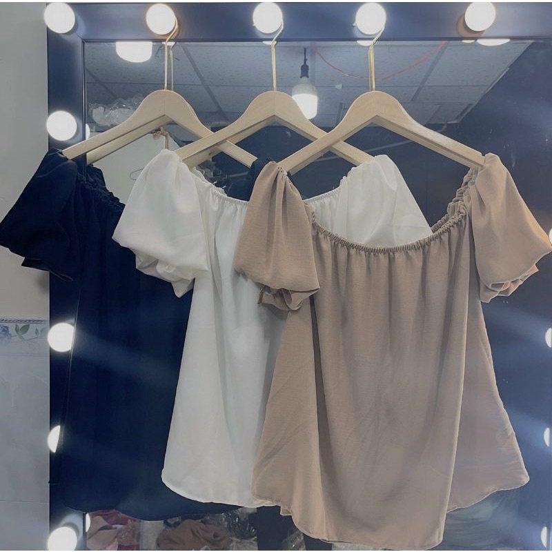 Áo trễ vai tay phồng sexy dáng dài rộng