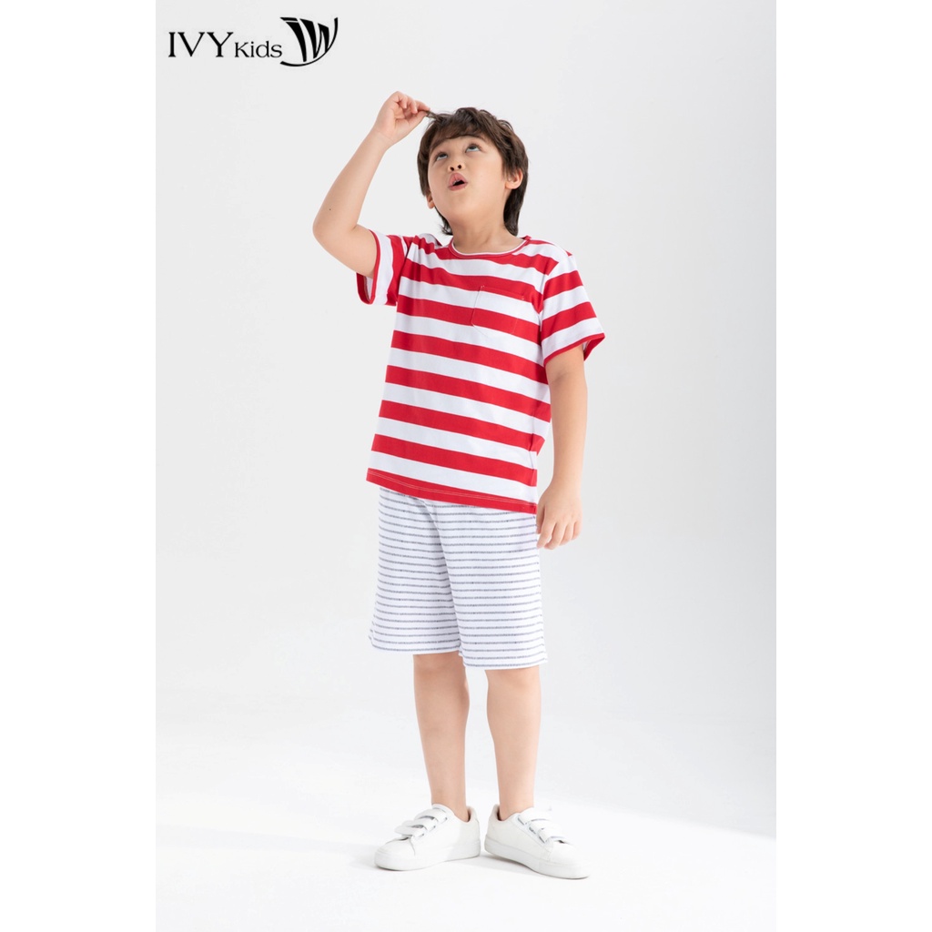 Áo thun kẻ ngang bé trai IVY moda MS 57K1361