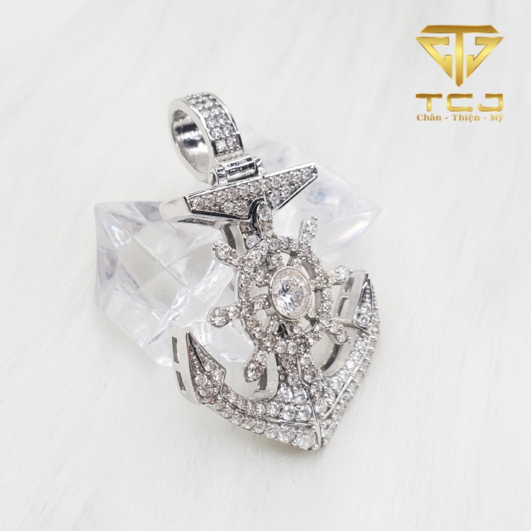Mặt dây chuyền bạc ý 925 xi vàng trắng thiết kế mỏ neo MN0065 Trang sức Toàn Cầu TCJ