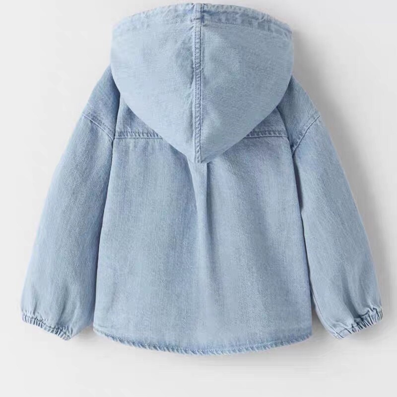 Áo khoác bò bé trai bé gái 1-5 tuổi  Áo cotton denim mũ trùm cao cấp xuất dư 1121