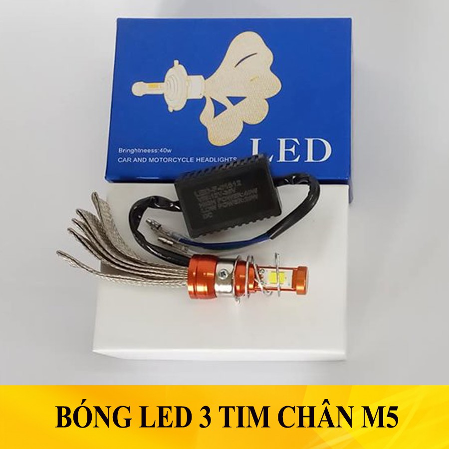 ĐÈN PHA LED XE MÁY 3 TIM CHÂN M5