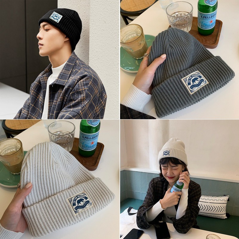 Mũ beanie Dệt Kim Họa Tiết Gấu Bắc Cực Giữ Ấm Dễ Phối Đồ Cho Nam Và Nữ