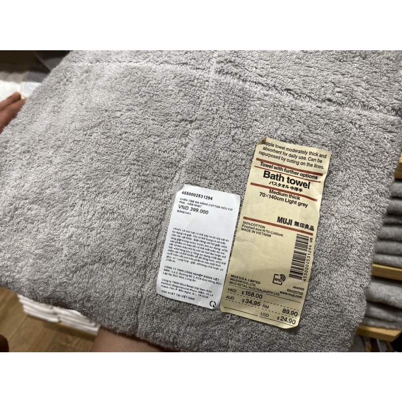 Khăn tắm Muji Organic xuất dư 70x140cm ~380gr