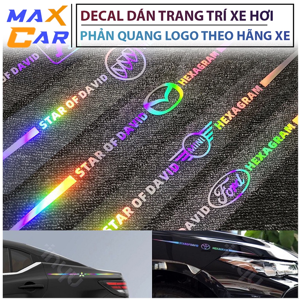 Decal dán trang trí xe hơi / xe máy - Tem Decal Dán Trang Trí Xe Ô Tô Laser Phản Quang logo theo hãng xe