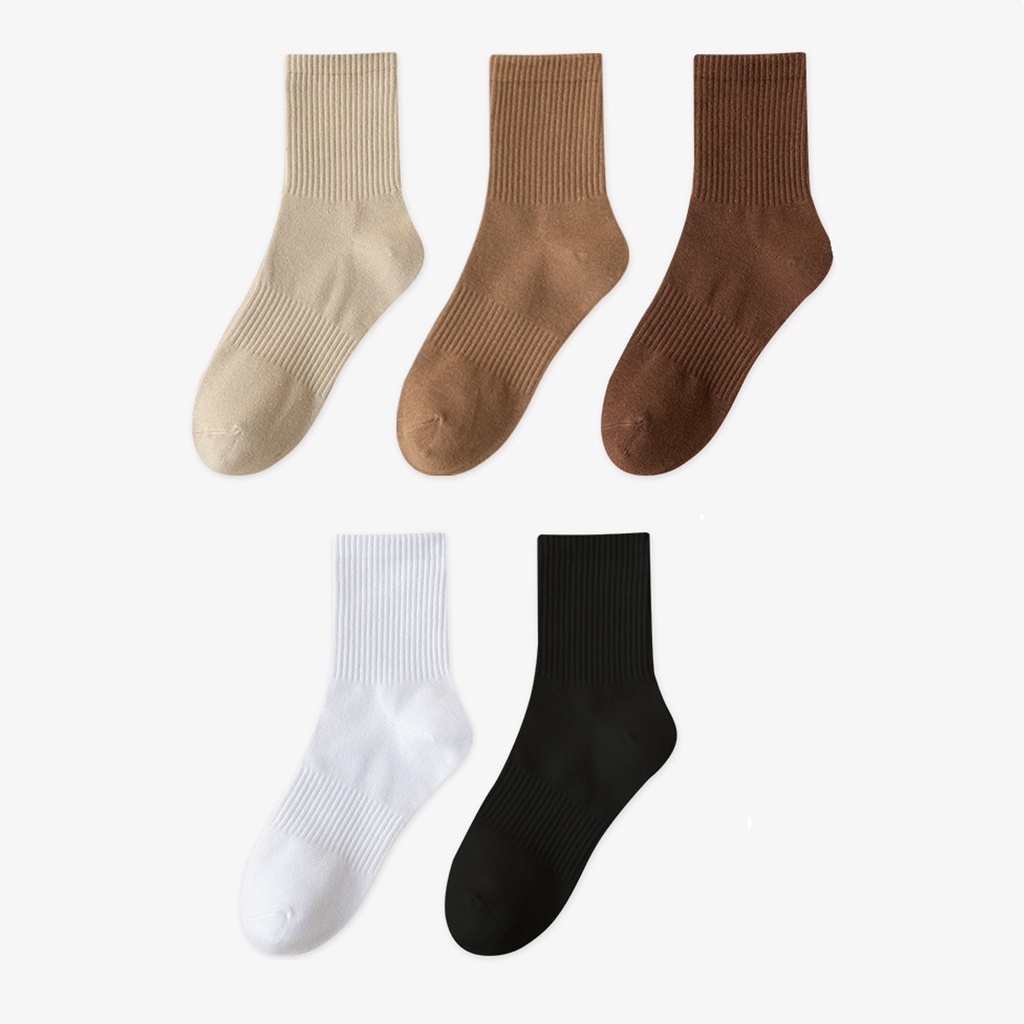 Tất cổ cao nữ nam trơn chất vải mềm dày thoáng khí vớ nữ nam cổ cao Unisex T048 phong cách Hàn Quốc HAMYN