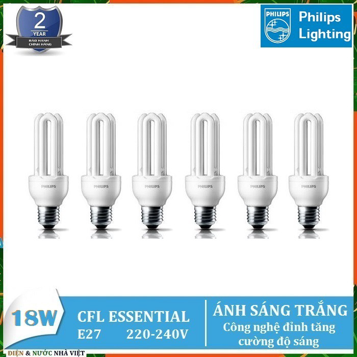 COMBO 6 BỘ - BÓNG ĐÈN PHILIPS ESSENTIAL 8W & 18W & 23W E27  HUỲNH QUANG COMPACT