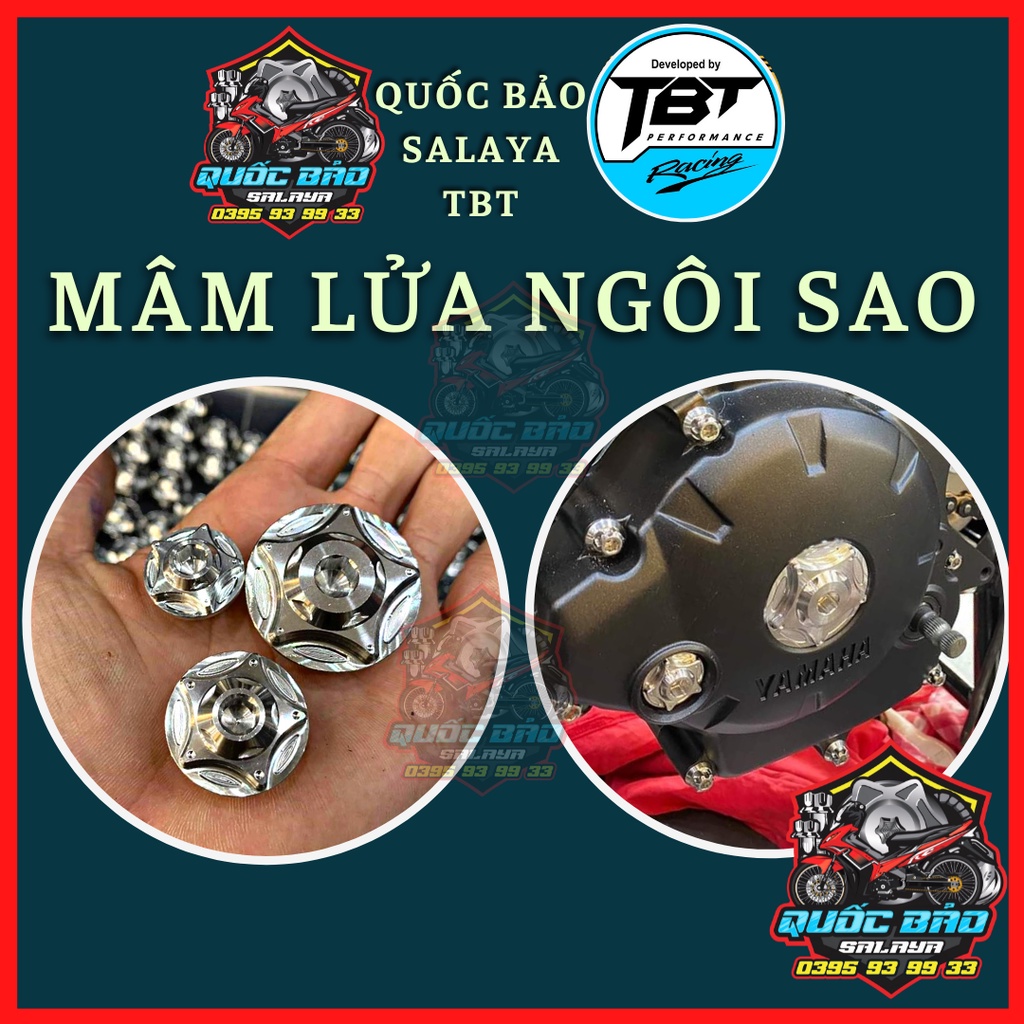 Ốc mâm lửa TBT v1 ngôi sao chuẩn inox 304 dành cho yamaha honda suzuki.