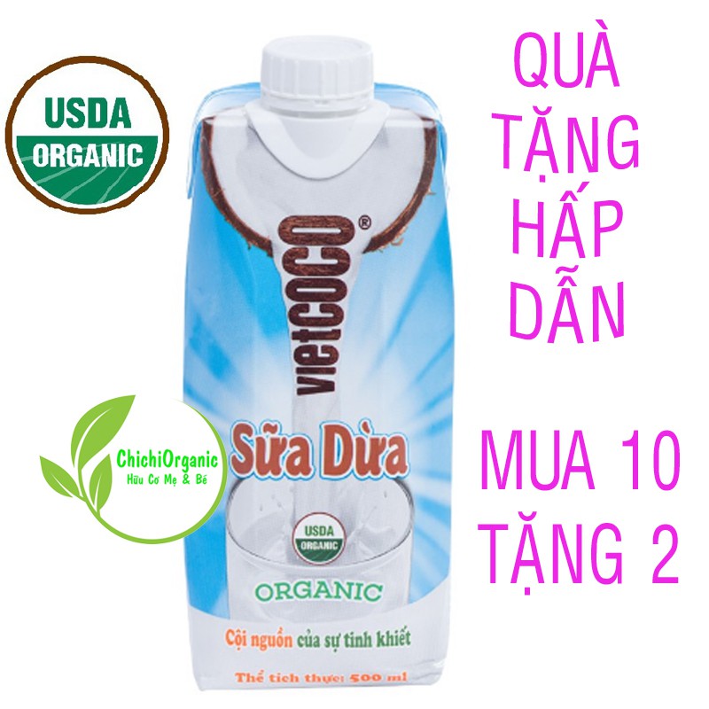 Sữa Dừa Vietcoco Organic Hữu Cơ Nguyên Chất 500ml