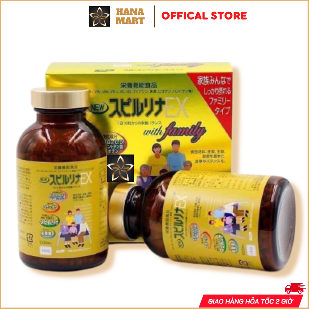 Tảo vàng Spirulina EX 2000 viên nội địa Nhật Bản (1000 viên x 2 lọ) bổ sung dinh dưỡng, tăng cường sức đề kháng
