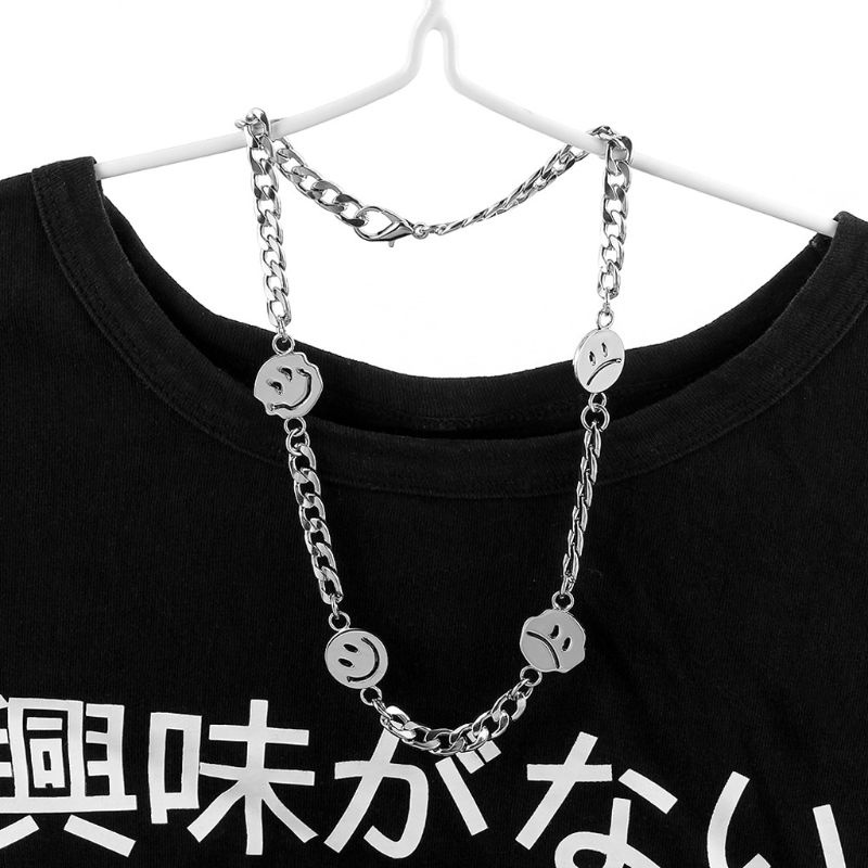 Flgo Vòng cổ Bằng Thép Titan Mặt Cười Khóc Phong Cách Hip Hop Đơn Giản Dành Cho Ngày Của Mẹ