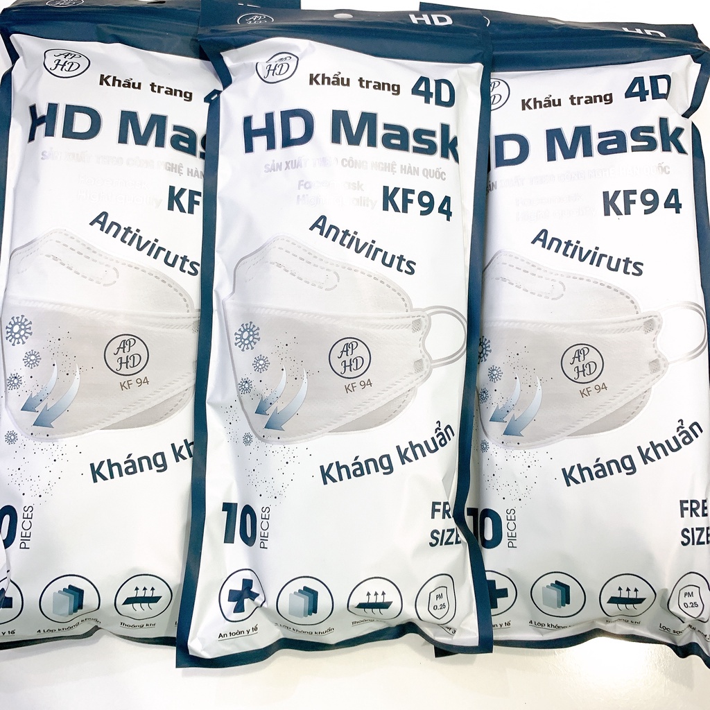 GÓI 10 Chiếc Khẩu Trang KF94 4D người lớn Hoàng Dũng MASK (NGƯỜI LỚN) - LANA QUEEN