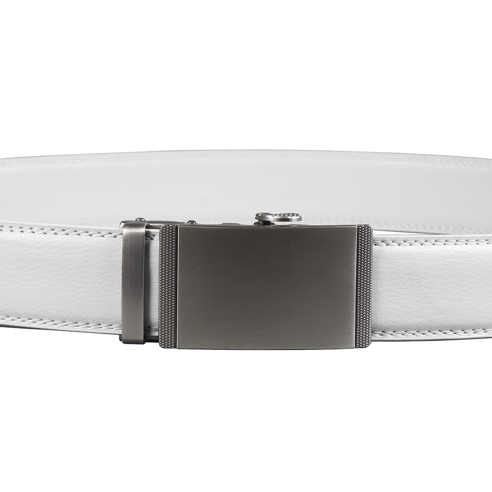 Dây Thắt Lưng Da Thật Màu Trắng Có Khóa Kim Loại Tự Động 35Mm Z14P13B Cho Nam