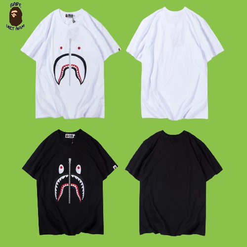 Tee Bape Shark chi tiết THÊU, áo thun Bape, Áo phông Bape chất Cotton màu đen, thêu Cao cấp SS20
