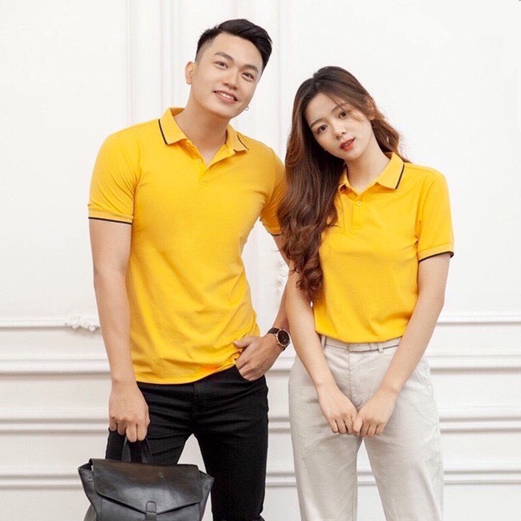 Áo Thun Nam Nữ Polo Cổ Trụ Kẻ Viền 218 Chất Mát Co Dãn 4 Chiều Cực Đẹp - Hazo