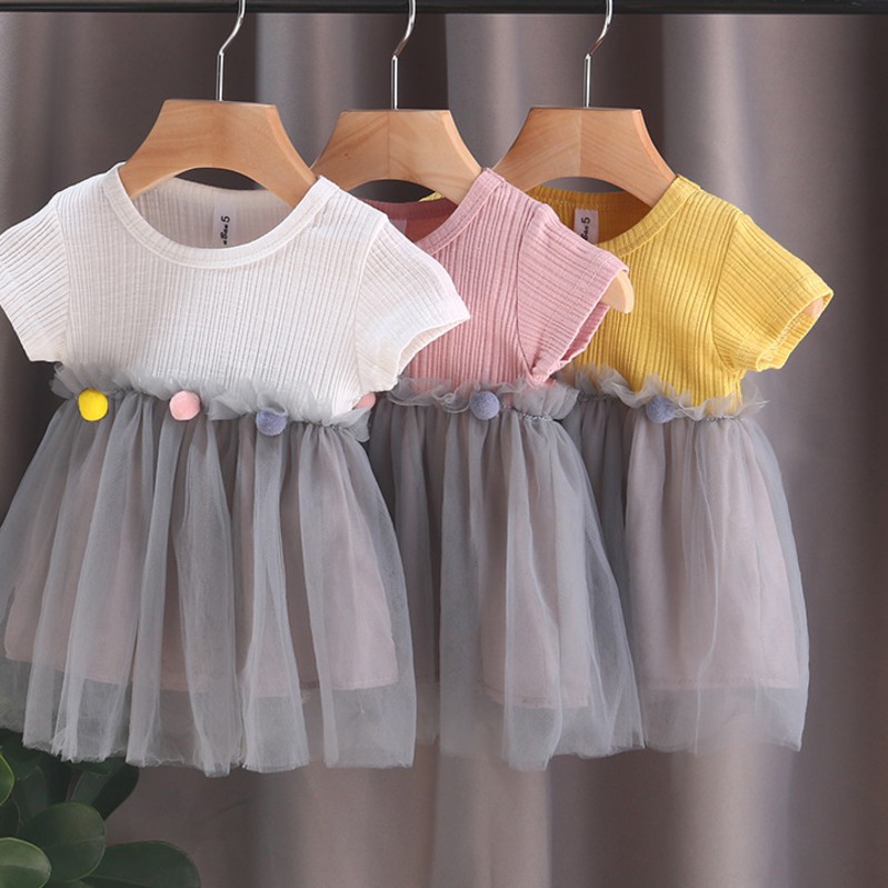 Đầm thời trang công chúa màu trơn xinh xắn dành cho bé gái