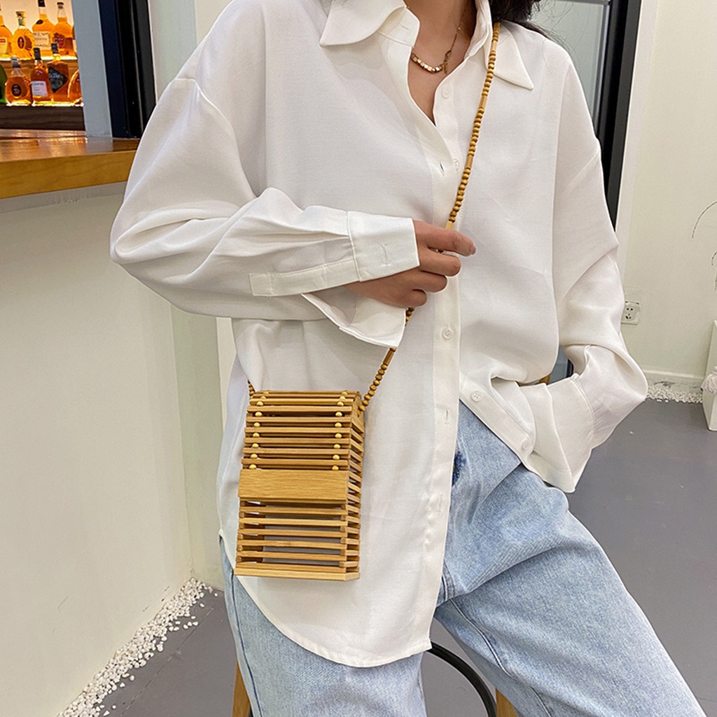 Túi Đeo Chéo Vai Bằng Tre Đan Tự Nhiên Dành Cho Nữ Đi Biển Mùa Hè