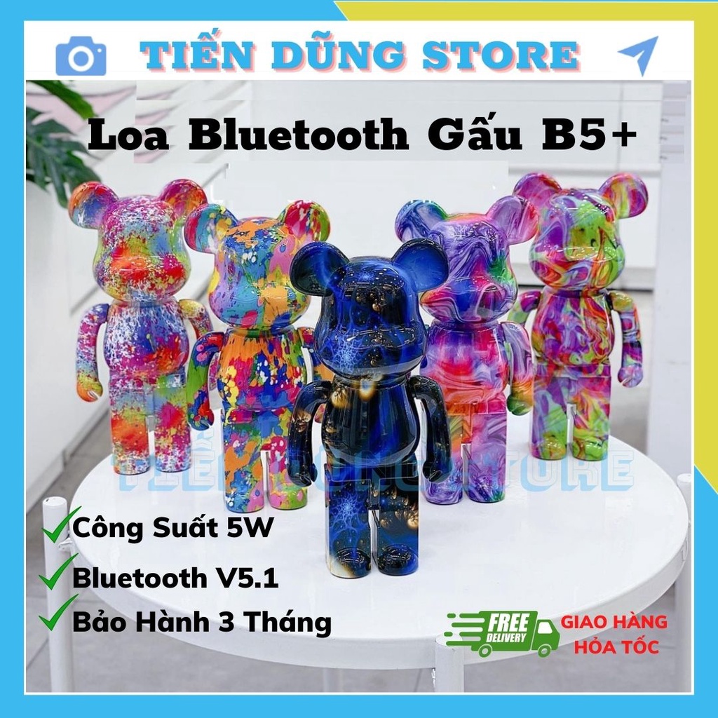 Loa Bluetooth Gấu Bearbrick Nghe Nhạc Cực Hay, Loa bluetooth Gấu B5 Plus Màu Sắc Sang Chảnh Mẫu HOT 2022