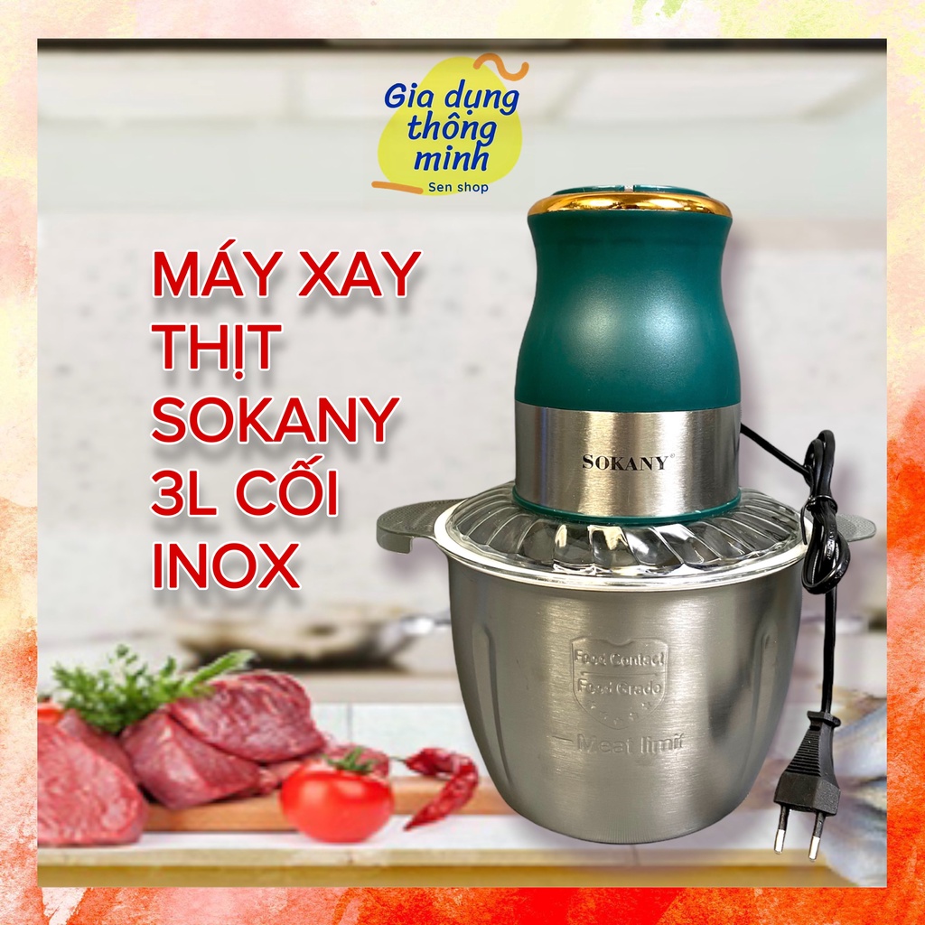 Máy Xay Thịt SOKANY Cối Thủy Tinh, Cối INOX 2L,3L công suất lớn 400-800W - Avita