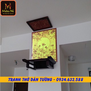 TRANH BÀN THỜ / TRÁN THỜ DÁN TƯỜNG trúc chỉ in MÂU NI - kt 81cmx61cm-  dán vách thờ, bàn thờ, tượng thờ tranh