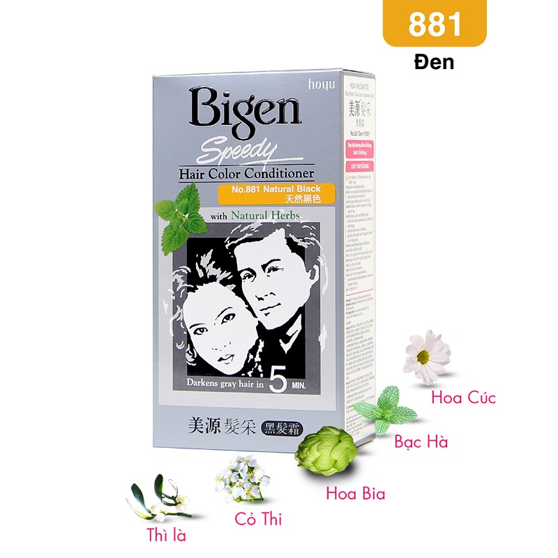 Thuốc Nhuộm Tóc Bigen 881 Đen tự nhiên  Speedy Hair Color Conditioner 100% chính hãng
