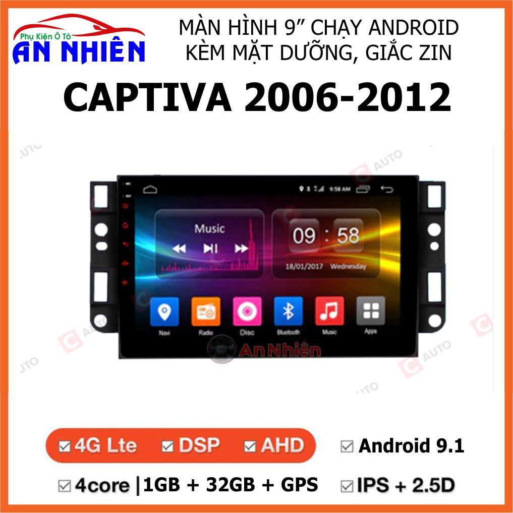 Màn Hình 9 inch Cho Xe CAPTIVA 2006-2012 - Màn Hình DVD Android Tặng Kèm Mặt Dưỡng Giắc Zin Cho Chevrolet Captiva