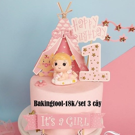 Set que cắm trang trí bánh lều giấy