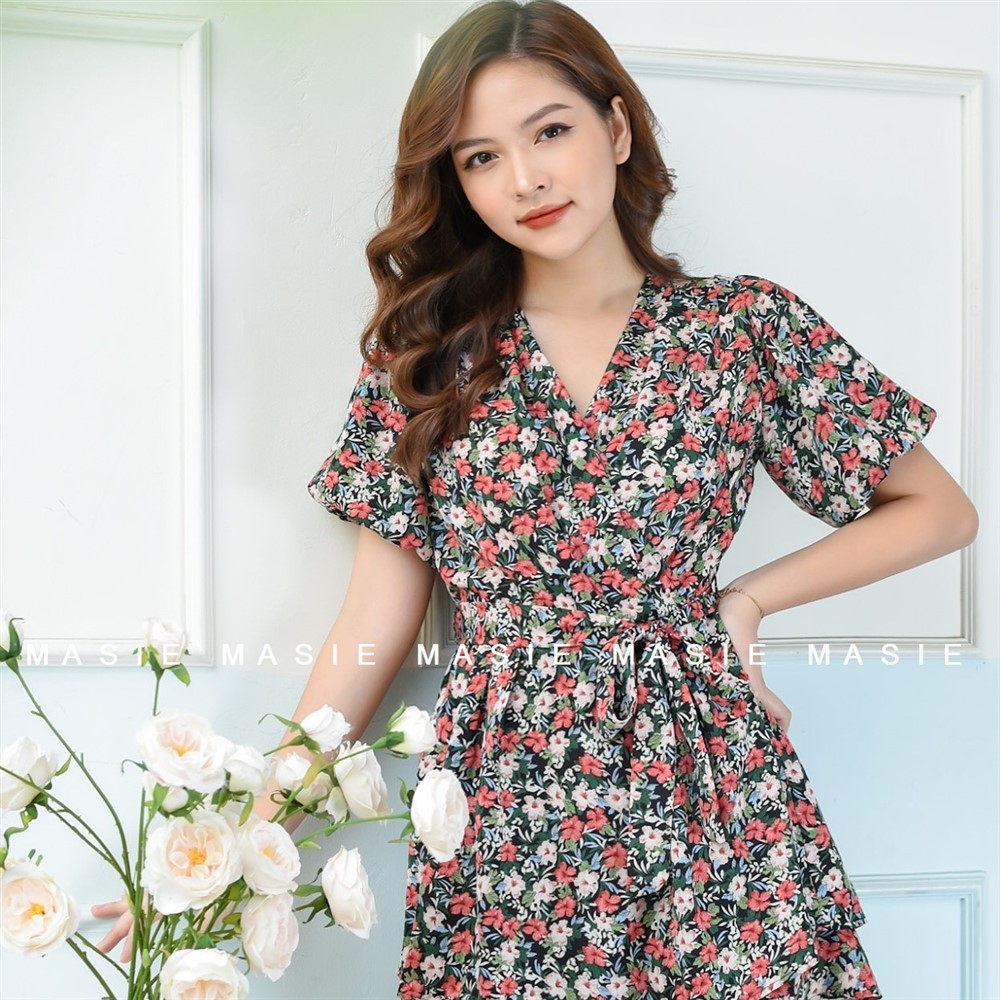 Jumpsuit Nữ, Áo Liền Quần Nữ Hoa Nhí 2 Tầng Lụa Hàn Không Nhăn Nhàu MASIE Ju014