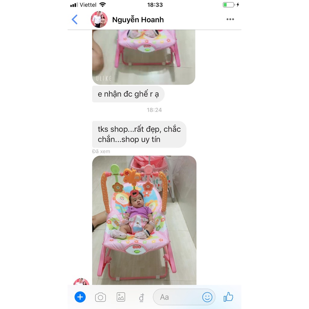 Ghế Rung IBaby - TiiBaby Rocker có nhạc và đồ chơi lục lạc. Dành cho bé từ 0-36 tháng. Có Bảo Hành