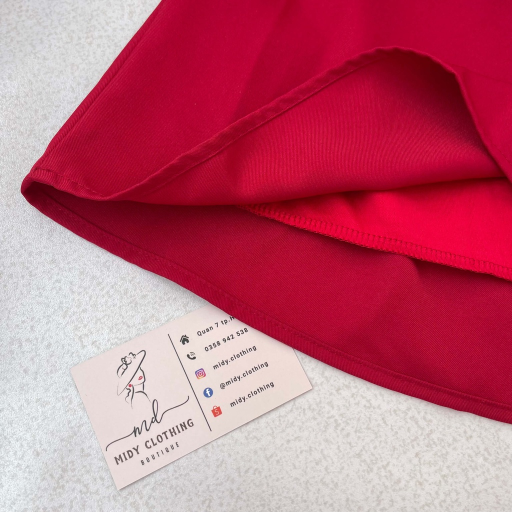 Đầm tay phồng cổ vuông xếp ly eo 2 màu | BigBuy360 - bigbuy360.vn