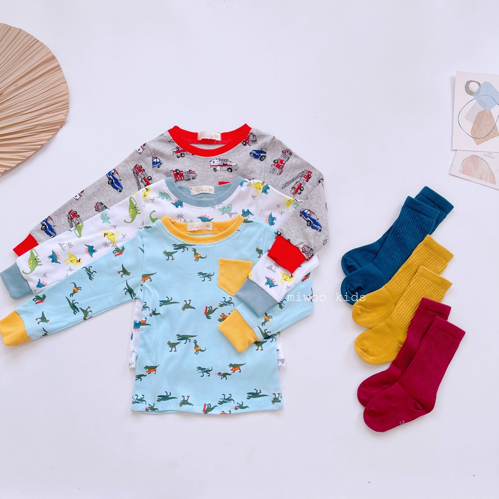 (8-22kg)Bộ thun cotton dài tay Miwoo kids mẫu mới cho bé 2022(ảnh thật)