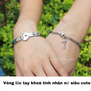 Vòng lắc tay đôi tình nhân ổ khoá cute